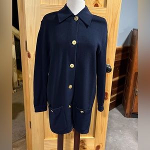 St John Santana knit navy long jacket/blazer SZ S